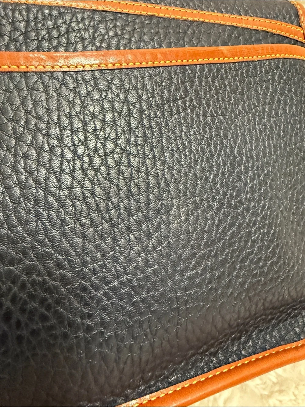 Vintage Dooney & Bourke Navy and Brown Leather Crossbody Bag with Wallet